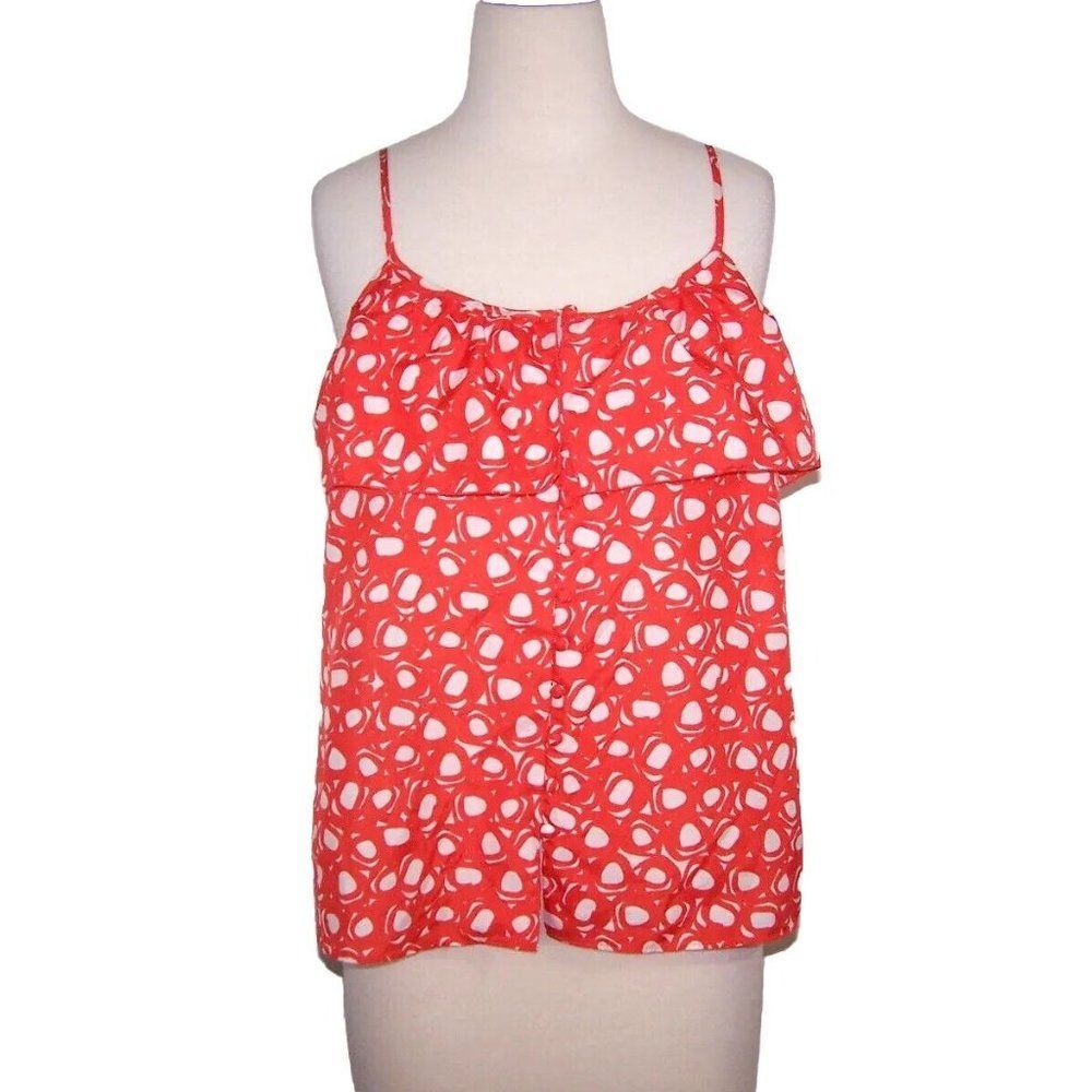 Attention Tank Top Blouse Large Ruffle Lightweight Sleeveless Scoop Neck Flowy